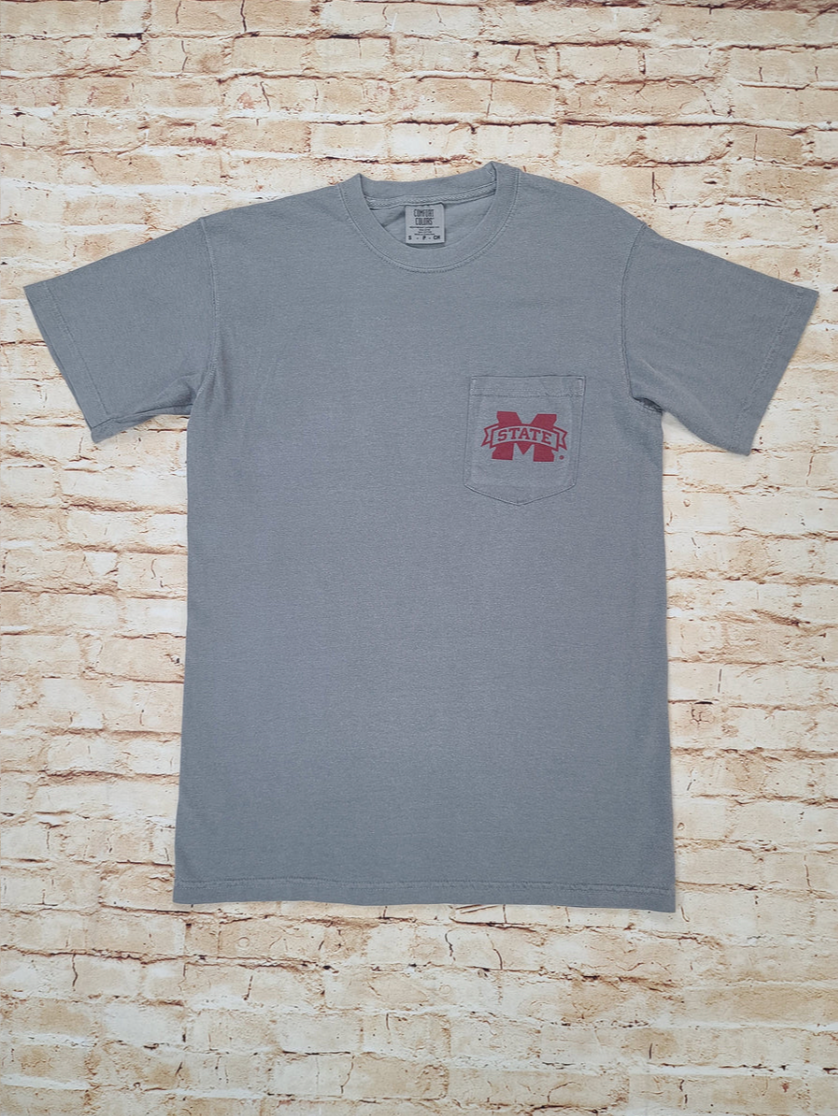 Speckle Bellies- MSU Antler Pocket Tee- Grey