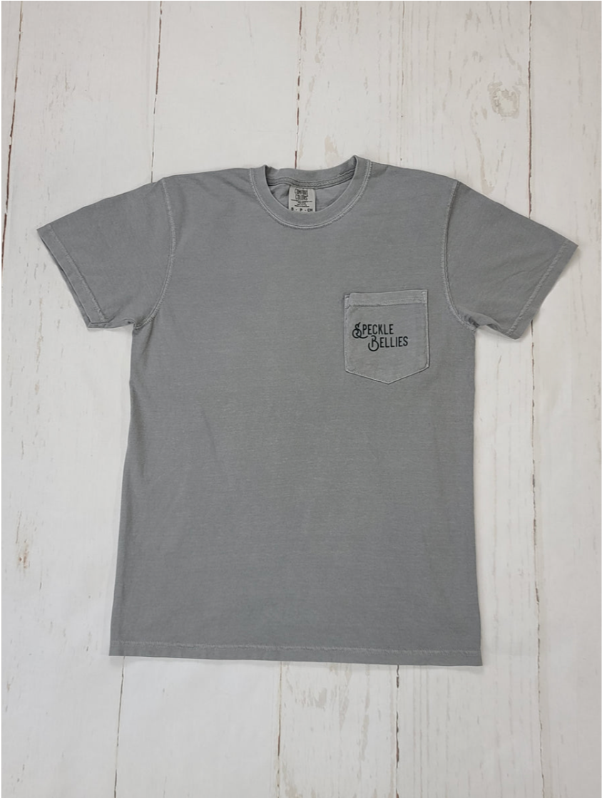 Speckle Bellies- Red Tractor Pocket Tee- Grey