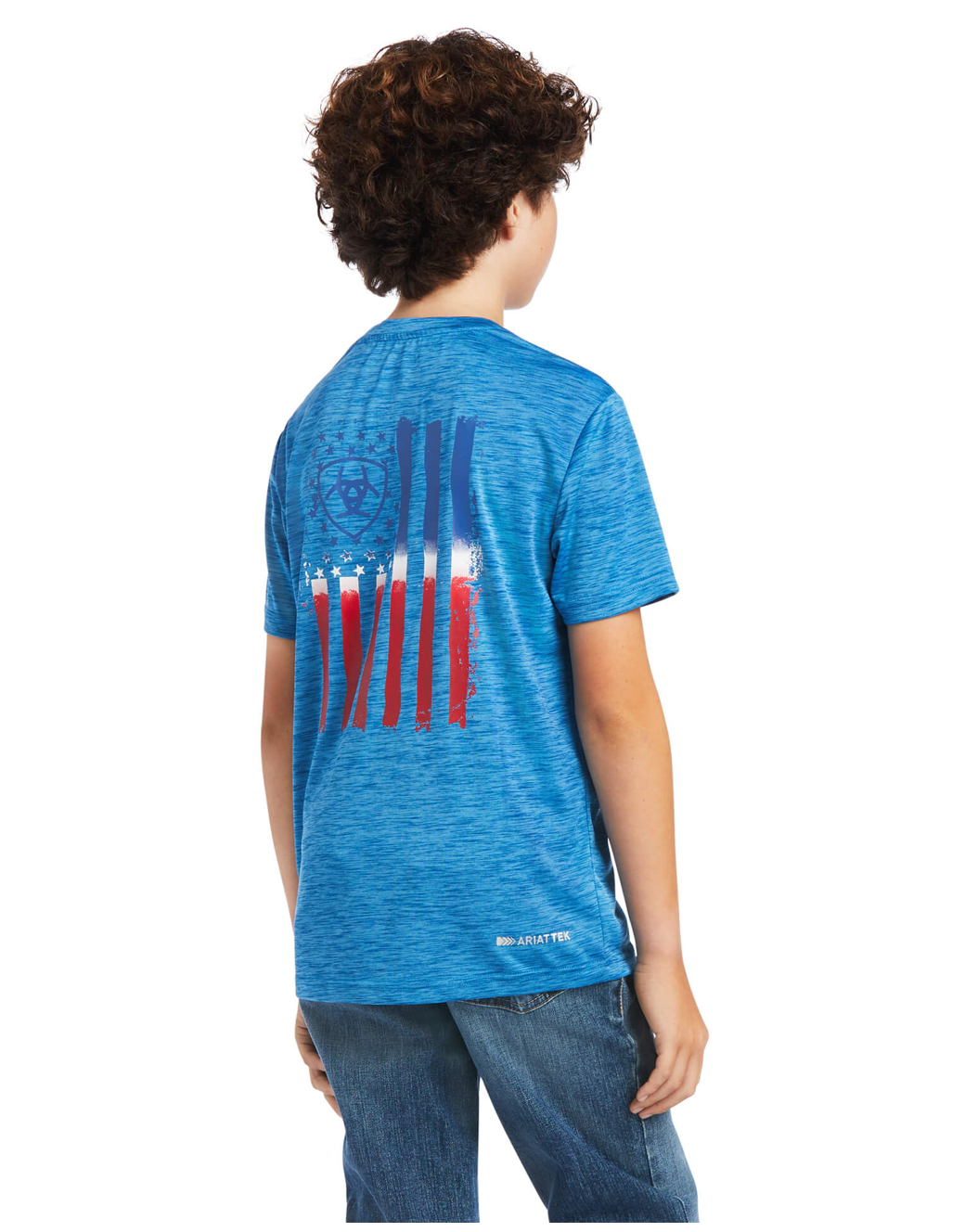 Ariat- 10040636- Boy's Charger Patriotic Tee- Rush Of Blue