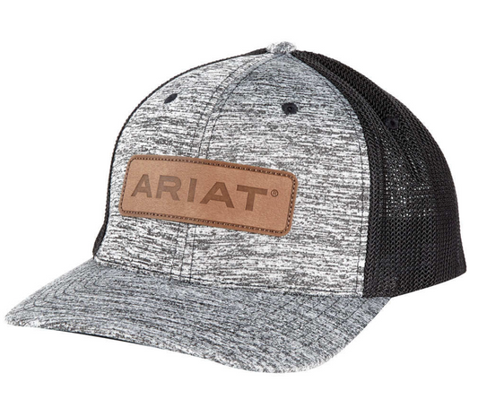 Ariat- A300002601- Men's Leather Patch Logo Cap- Grey/Black