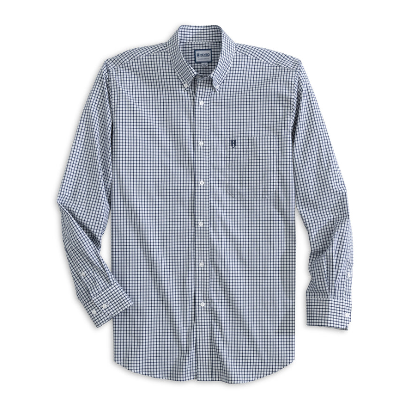 HEY3504- Pamlico Mini Check Button Down Shirt- Navy