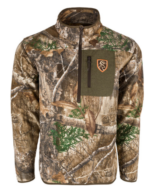 Drake-DNT4075-030-1- Storm Front Fleece Midweight 4-Way Stretch 1/4 Zip- Realtree Edge