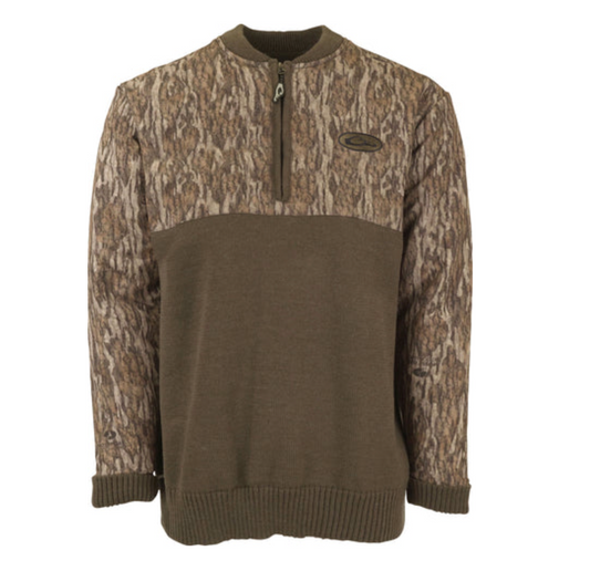 Drake- DW2835-006- Camo 1/4 Zip Wool Sweater- Mossy Oak Bottomland