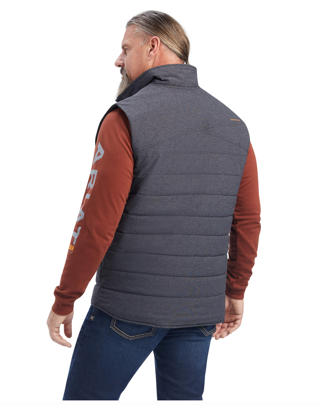 Ariat- 10041592- Men's Rebar Valiant Stretch Canvas Water Resistant Insulated Vest- CHARCOAL HEATHER