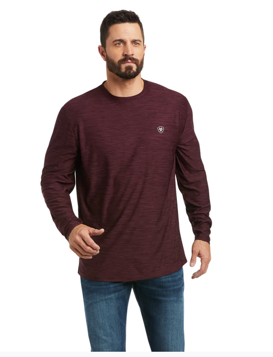 Ariat- 10041001- Men's Charger Logo L/S T-Shirt- Malbec Heather