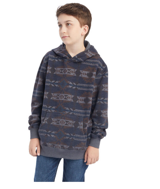 Ariat- 10041693- Kid's Printed Overdyed Washed Sweater- MARITIME BLUE SOUTHWEST