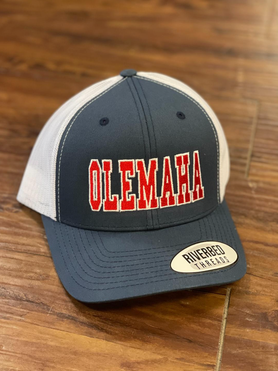 OLEMAHA MESH BACK HAT- NAVY/WHITE