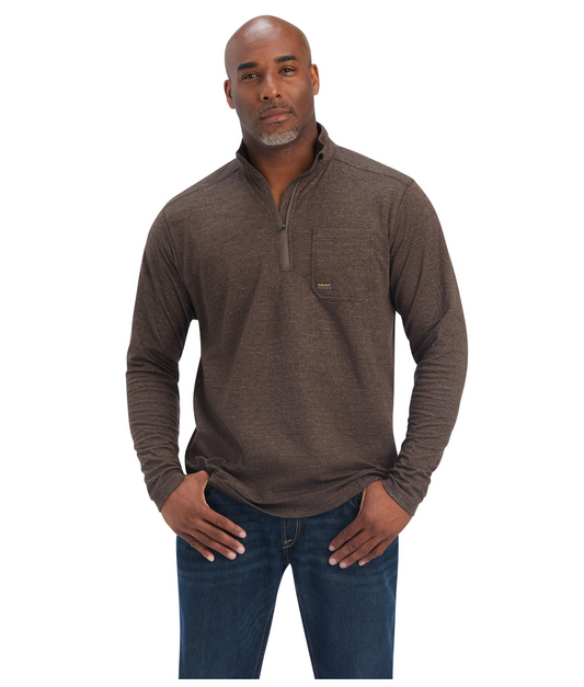 Ariat- 10041417- Men's Rebar Foundation 1/4 Zip Shirt- Wren Heather