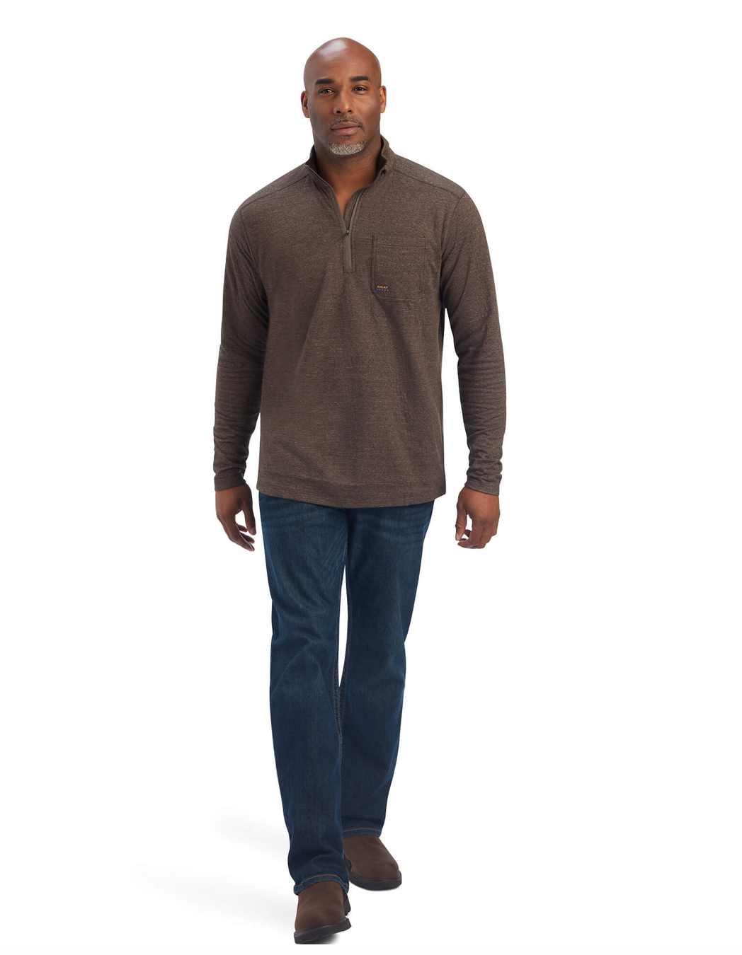 Ariat- 10041417- Men's Rebar Foundation 1/4 Zip Shirt- Wren Heather