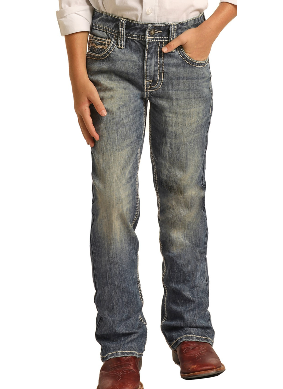 Rock & Roll Denim REGULAR FIT STRETCH BB GUN BOOTCUT JEANS #BB-3575