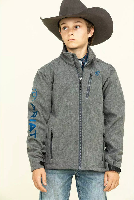 Ariat - Boy's Logo 2.0 Softshell Charcoal & Cobalt Jacket - #10033206